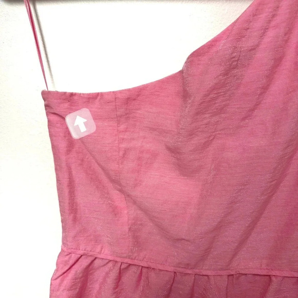 EUC J. Crew Bubblegum Pink One-Shoulder Linen Bubble Mini Cocktail Dress - Picture 7 of 7
